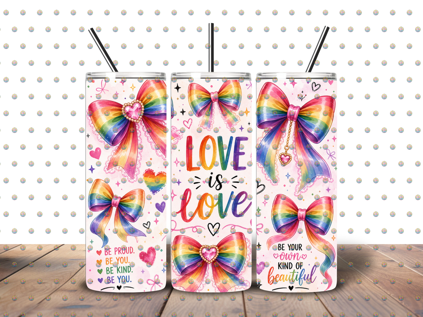Love Is Love Rainbow Bow 20 oz Skinny Tumbler