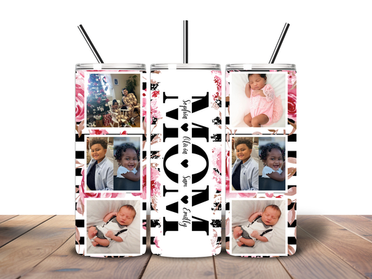 Personalized Photo Collage Tumbler – Custom Name Skinny Tumbler | Memory Keepsake Gift