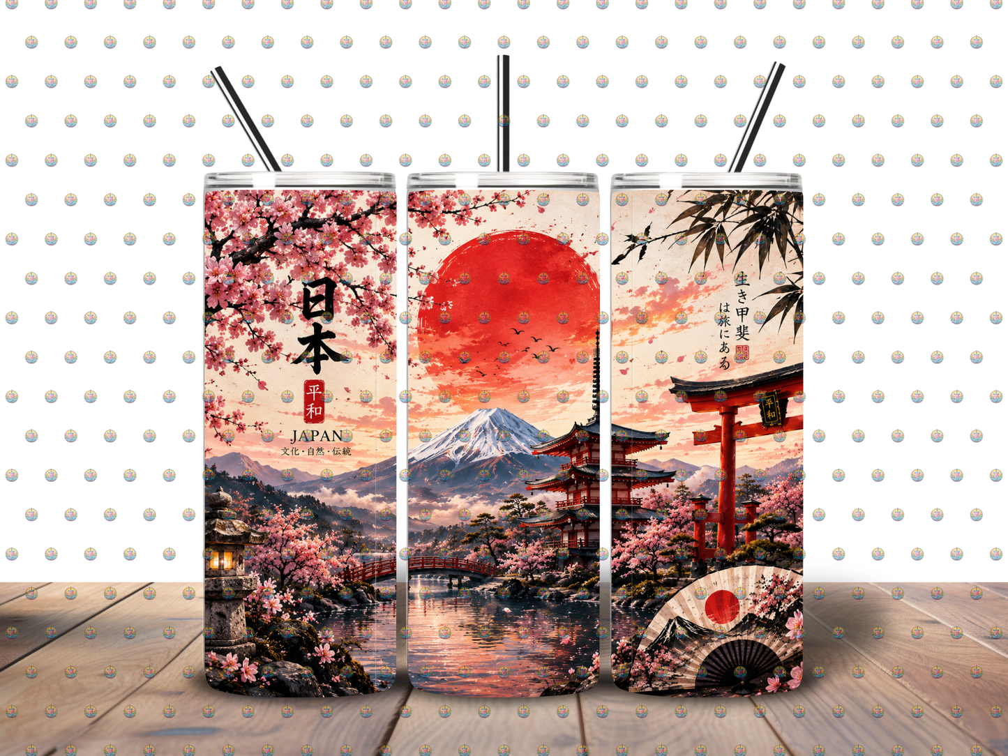 Japan Sakura Sunset|Japanese inspire| Mt Fuji 20 oz Skinny Tumbler
