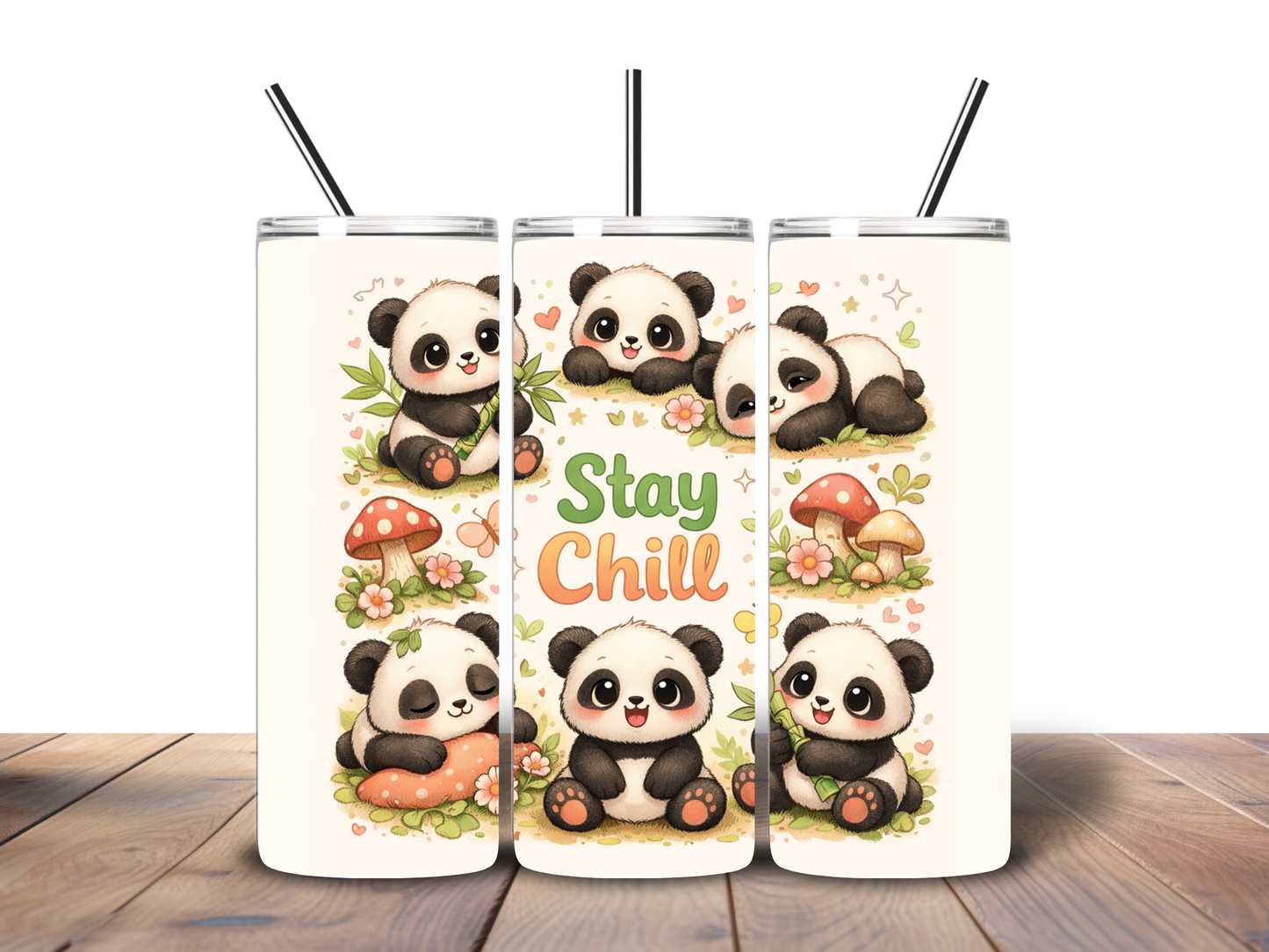 Cute Panda “Stay Chill” 20 oz Tumbler – Cozy Aesthetic Cup
