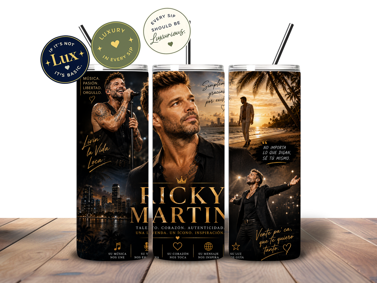 Ricky Martin Fan 20 oz Skinny Tumbler – Luxury Tribute Edition