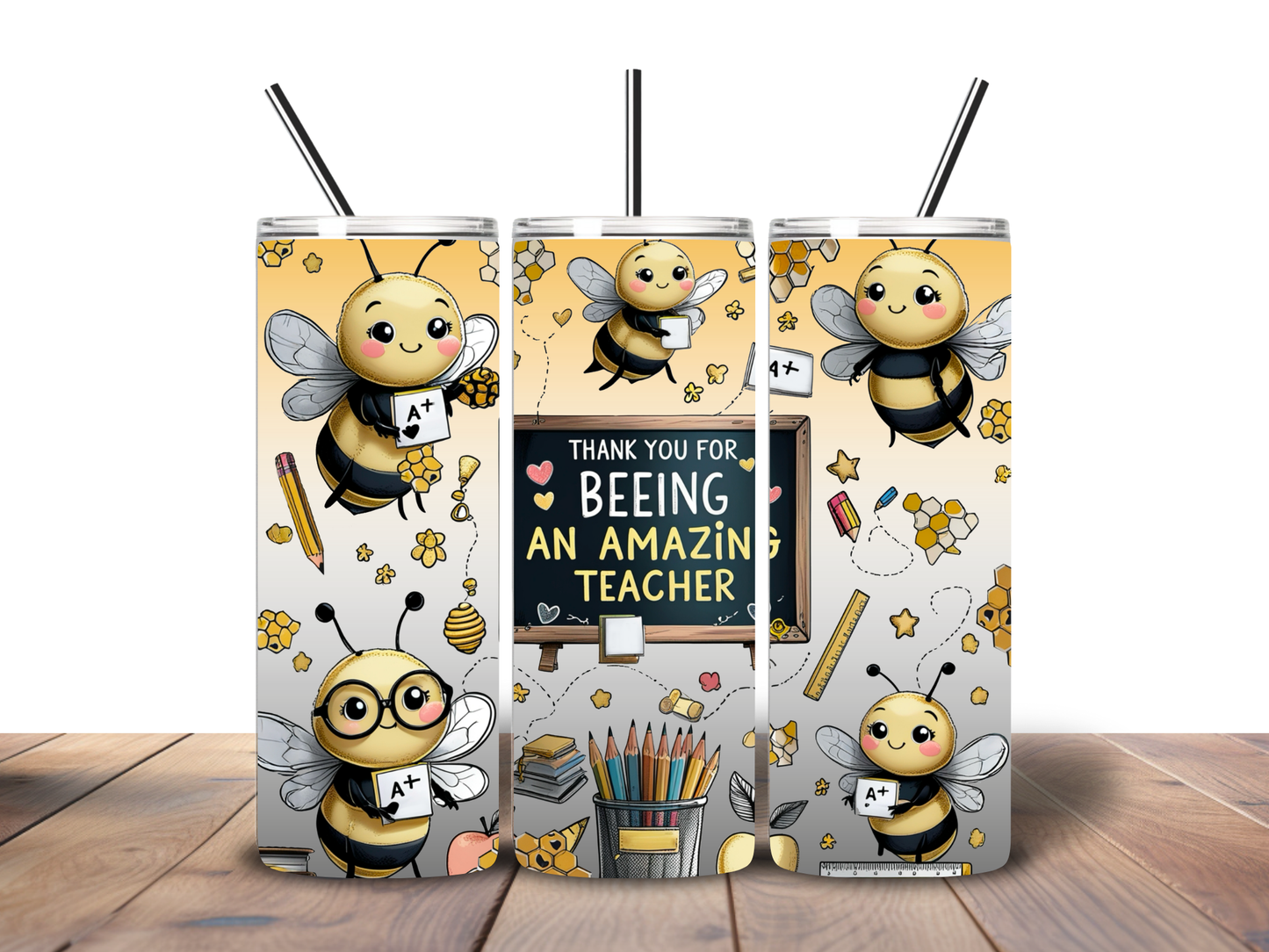 Thank You for Bee-ing an Amazing Teacher” 20 oz Tumbler – Teacher Gift