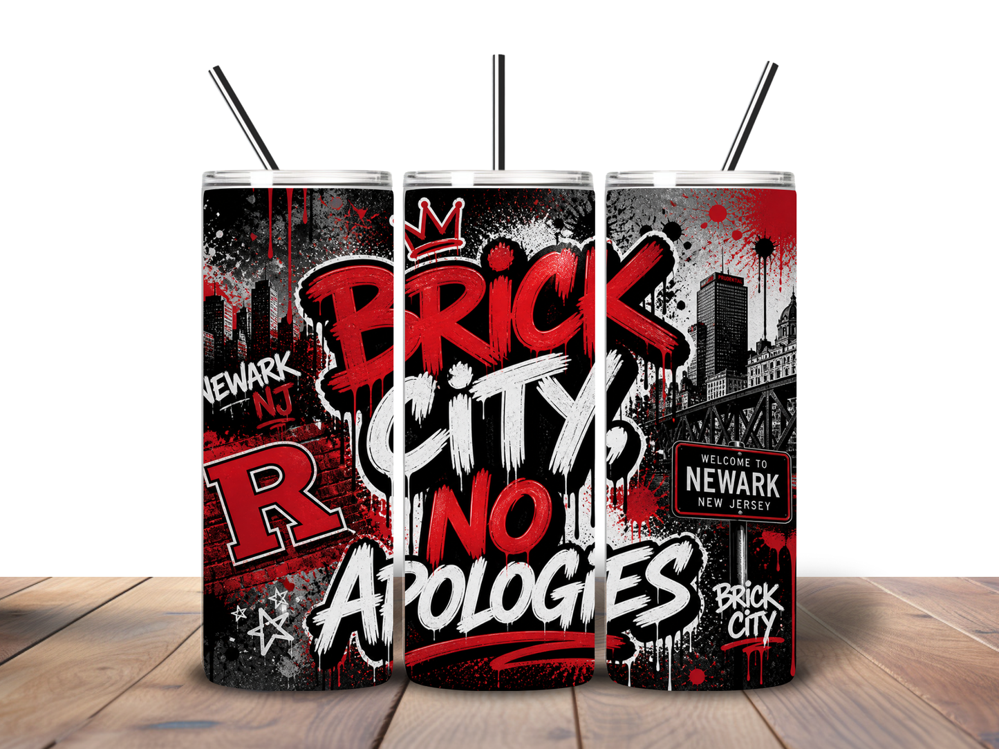 Newark NJ “Brick City, No Apologies” 20 oz Skinny Tumbler | Street Graffiti Edition