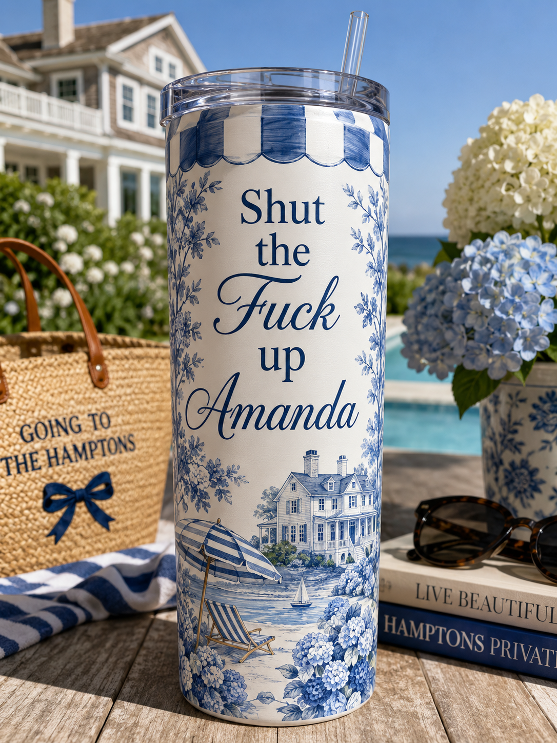 Summer House “Shut the F*ck Up Amanda” Tumbler – Hamptons Inspired | 20oz Skinny Tumbler