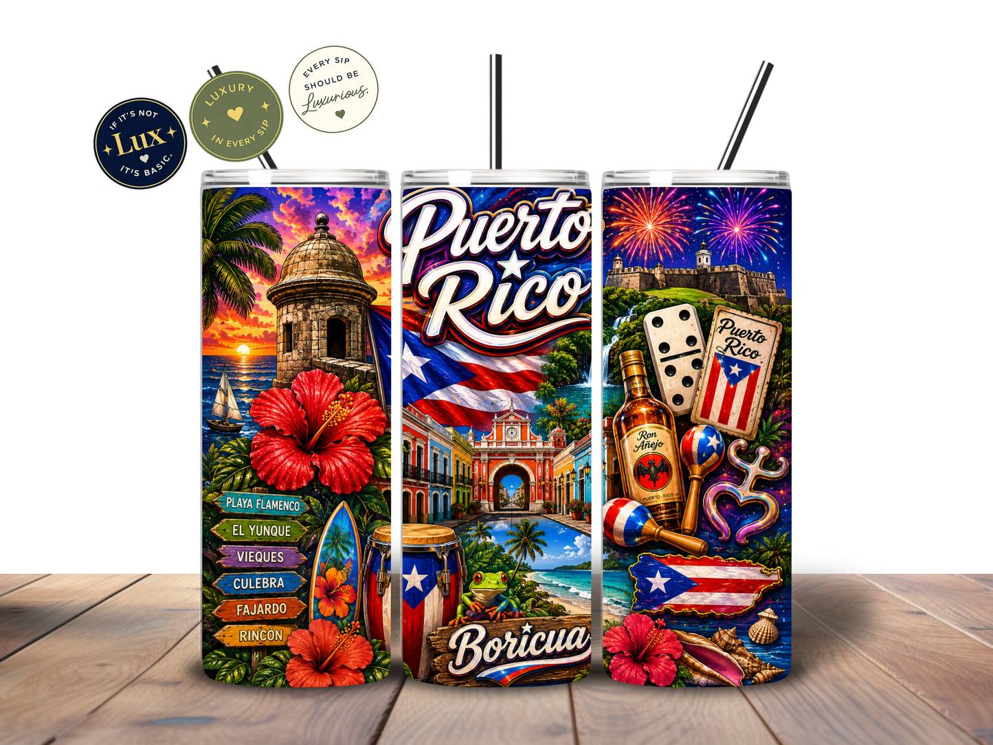 Puerto Rico Paradise 20 oz Skinny Tumbler | Boricua Pride Edition