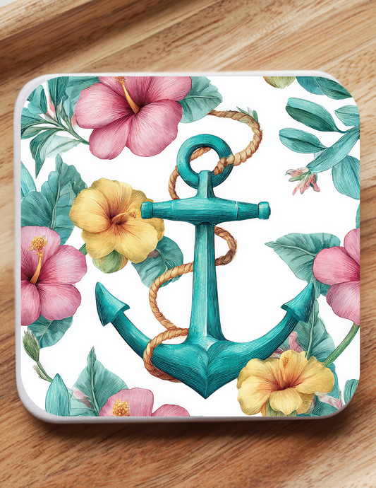 Tropical Coastal Coaster Set (5 Pack) | Starfish, Seashells, Surfboards & Beach Vibes