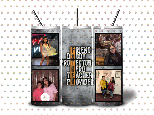 Father Photo Collage 20 oz Skinny Tumbler – Personalized Gift