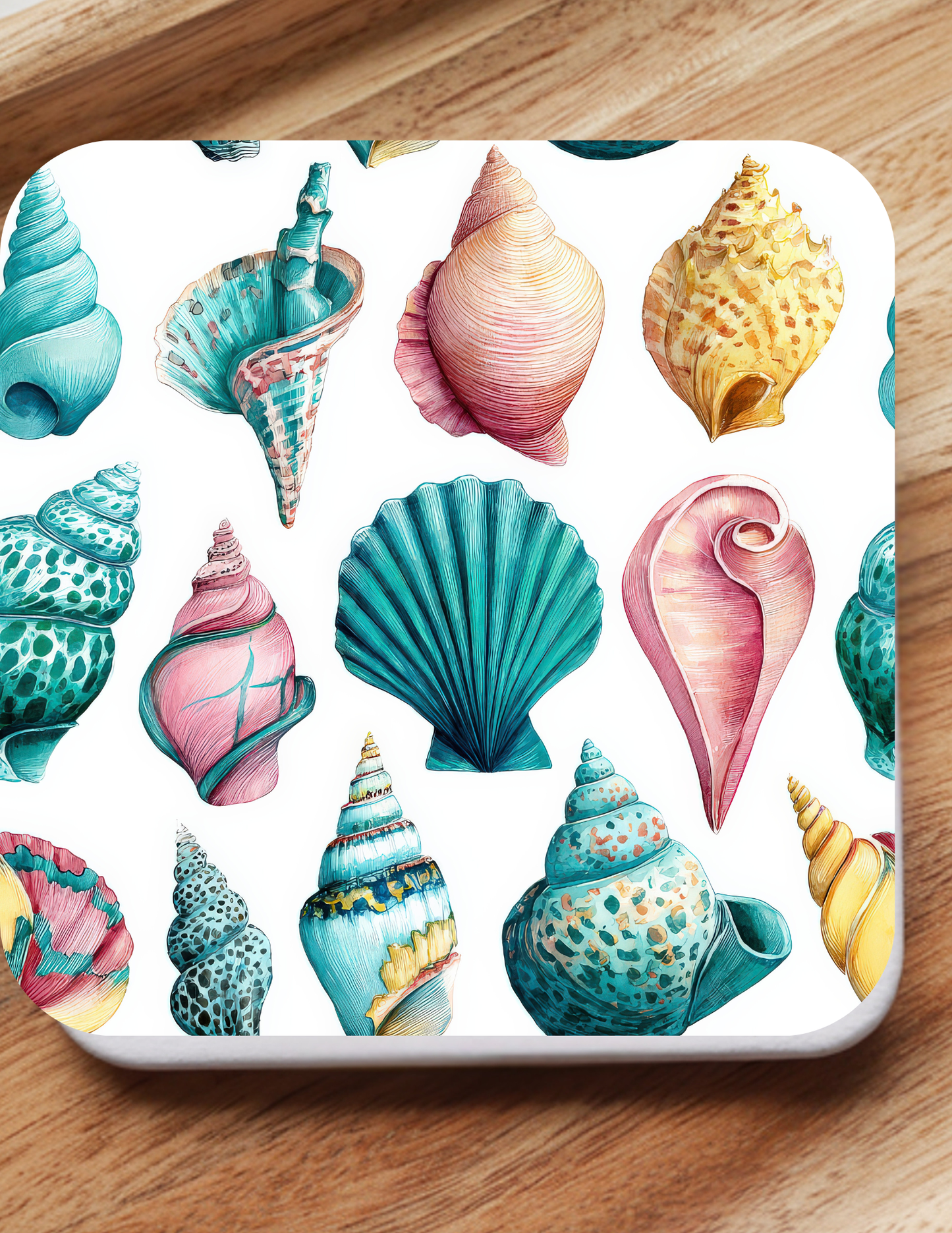 Tropical Coastal Coaster Set (5 Pack) | Starfish, Seashells, Surfboards & Beach Vibes