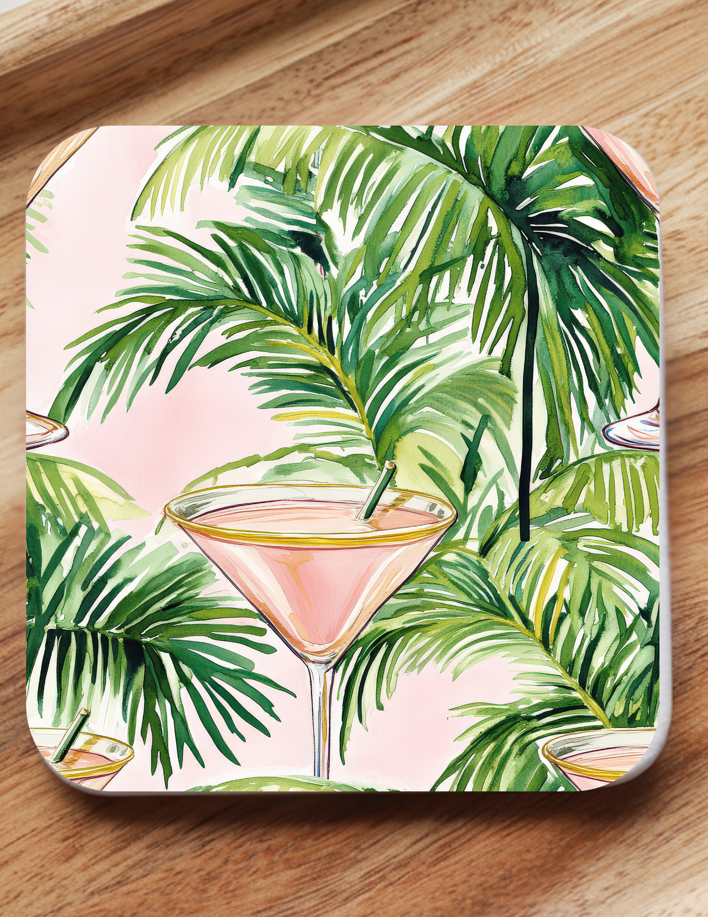 Tropical Luxe Coaster Set (5 Pack) | Palm Trees, Florals & Martini Coastal Chic Decor