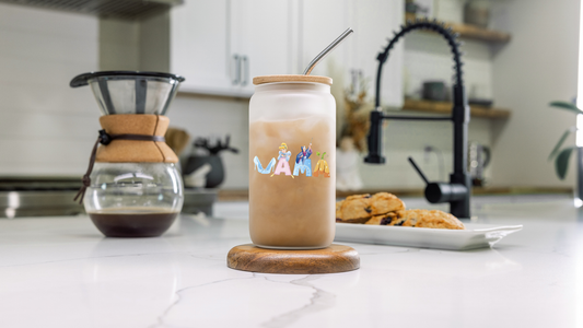 Mama Glass Can Cup – 16oz Frosted Libby Cup with Bamboo Lid & Straw | Cute Mom Coffee Glass