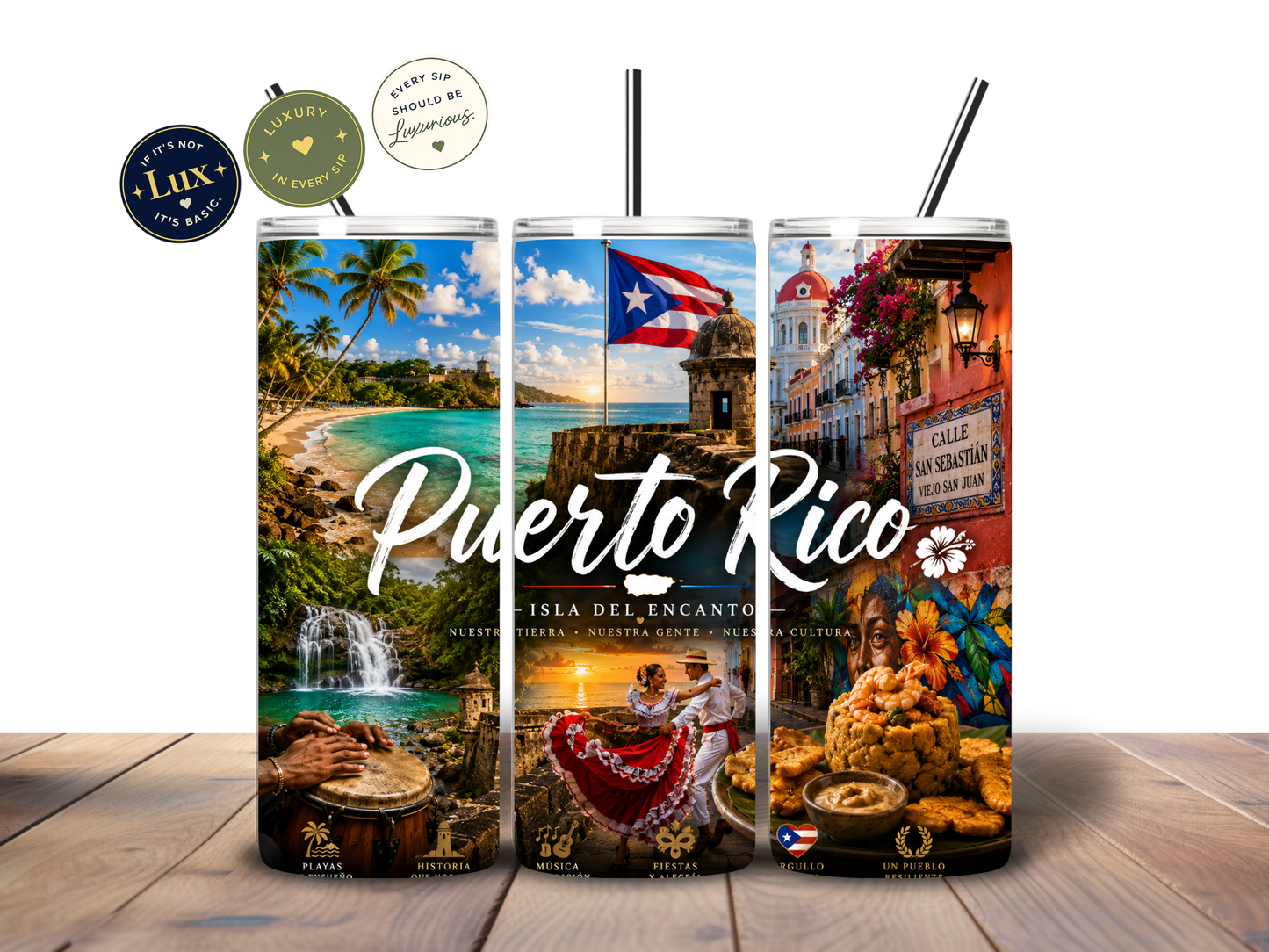 Puerto Rico Paradise 20 oz Skinny Tumbler | Isla del Encanto Travel Tumbler | Boricua Gift | Puerto Rico Souvenir Cup