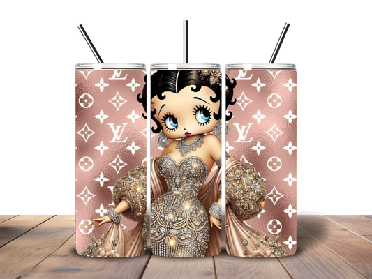 Glam Diva Cartoon Tumbler – 20 oz Luxury Inspired Pink Designer Style Cup