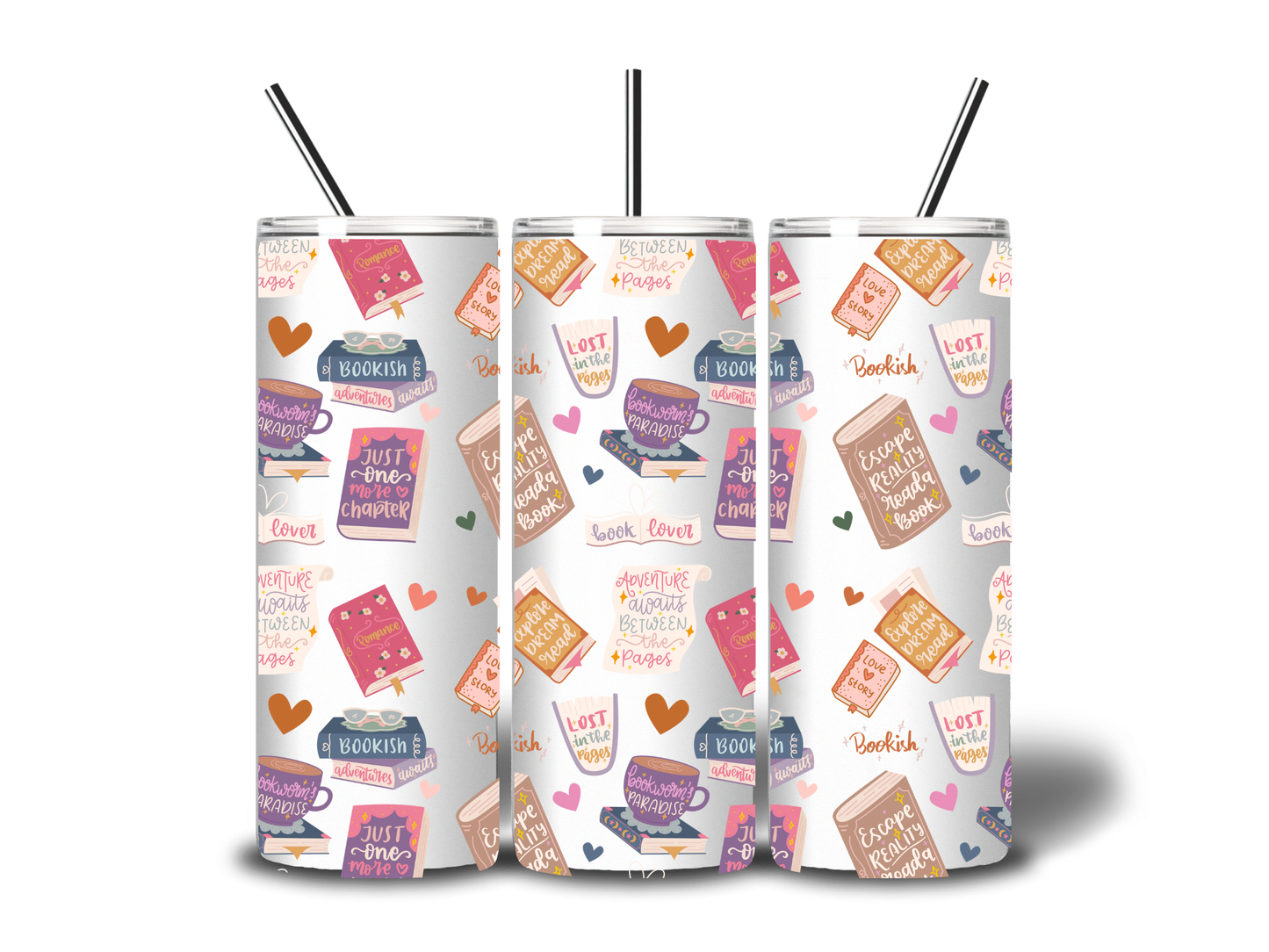 Book Lover 20oz Tumbler | Cute Bookish Aesthetic Cup | Reader Gift