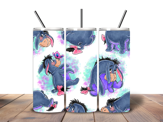 Eeyore Inspired 20oz Tumbler | Cute Donkey Cartoon Cup | Pastel Aesthetic Drinkware