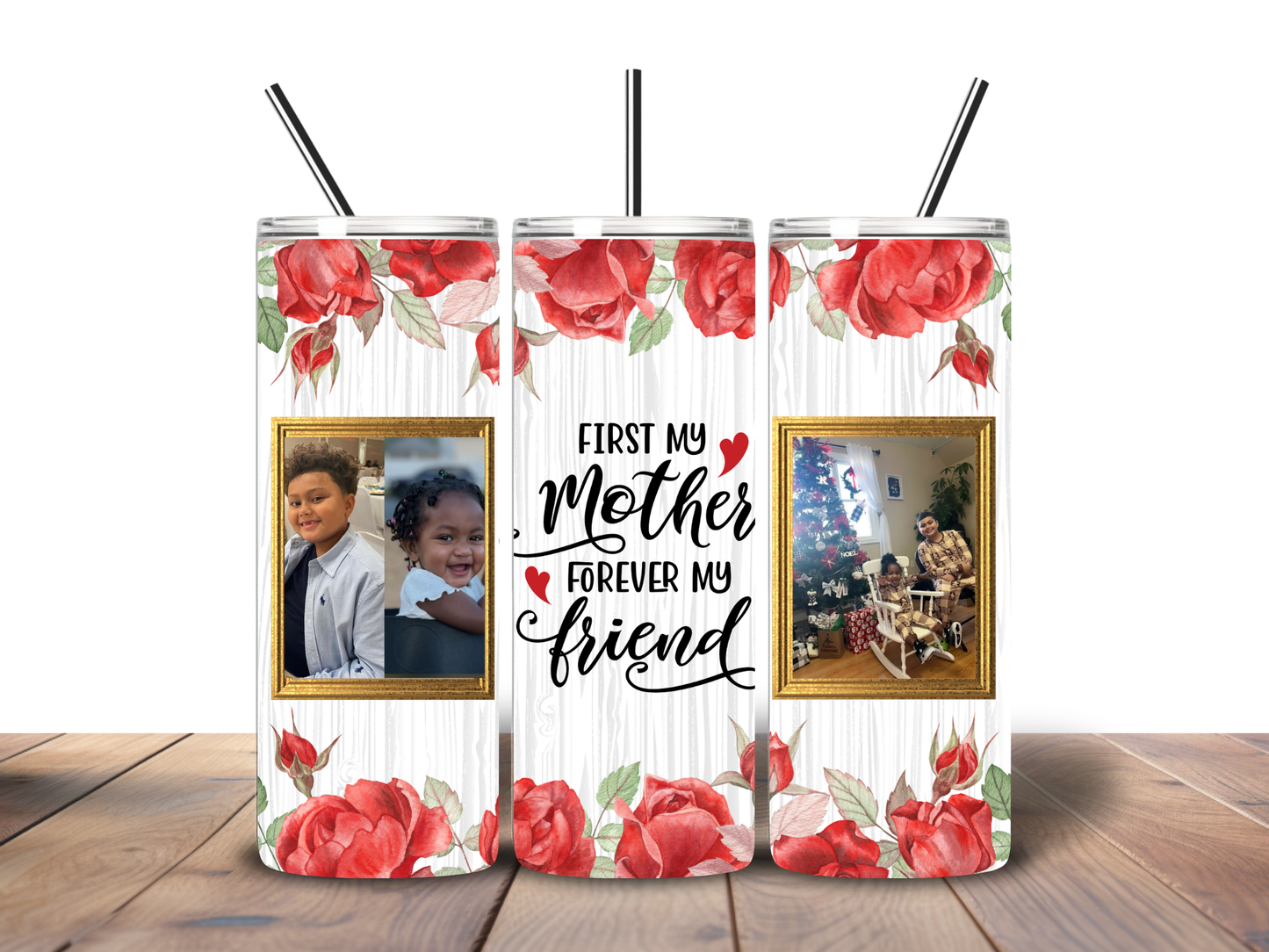 Personalized Photo Collage Tumbler – Custom Name Skinny Tumbler | Memory Keepsake Gift
