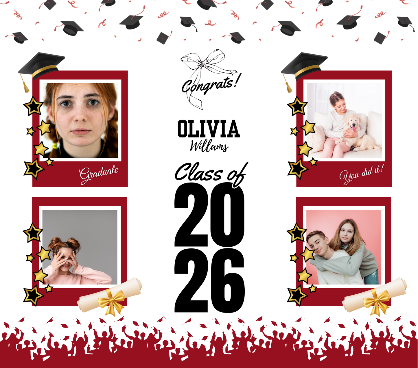 Personalized Graduation Collage Tumbler | Class of 2026 Custom Photo Gift | Senior Grad Keepsake | Graduation Gift Idea