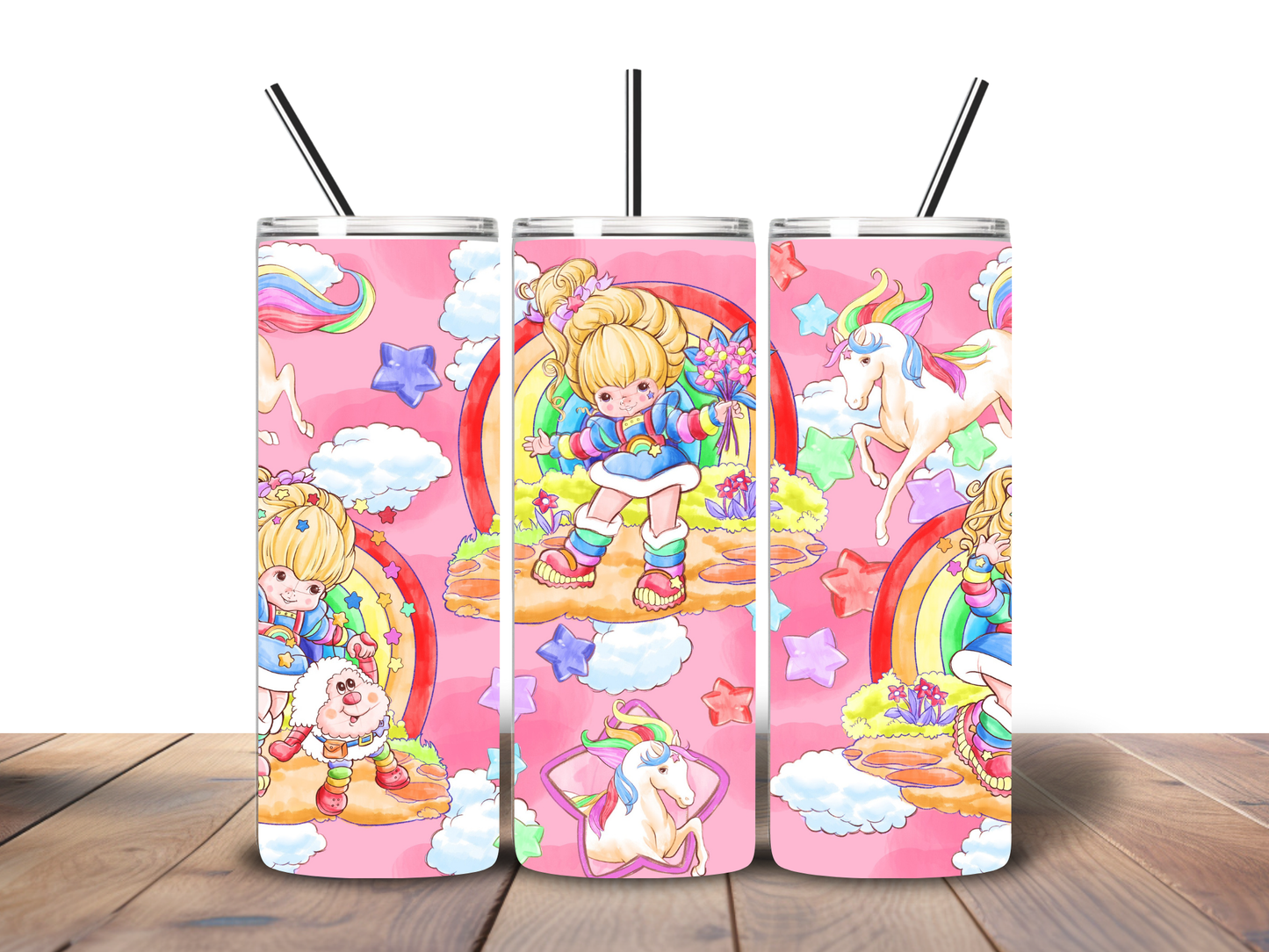Rainbow Brite Inspired 20oz Tumbler | Retro Cartoon Cup | Cute Rainbow Aesthetic Drinkware