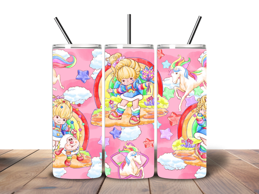 Rainbow Brite Inspired 20oz Tumbler | Retro Cartoon Cup | Cute Rainbow Aesthetic Drinkware
