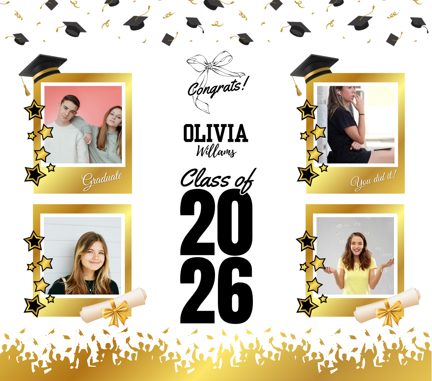 Personalized Graduation Collage Tumbler | Class of 2026 Custom Photo Gift | Senior Grad Keepsake | Graduation Gift Idea
