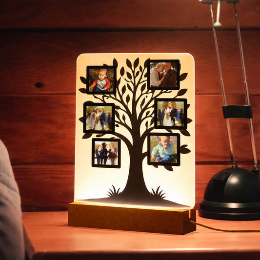 Custom LED Family Tree Photo Lamp | Personalized Memory Light | Gift for Mom, Grandma & Loved Ones