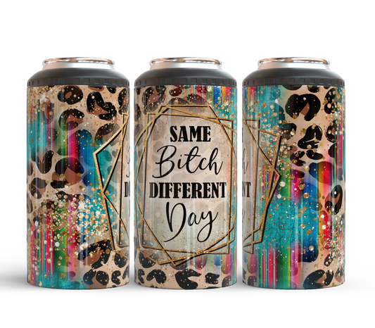 Same Bitch Different Day – Can Cooler | Bold Leopard Glam Cup